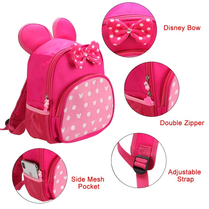Voikukka Pink Cute Kid Backpacks for Little Girls Mini Mouse Backpack Toddler Bookbag Small Kids Preschool Backpacks for Girl Backpack Gift Childrens Daycare Book Bag Travel Backpacks Kindergarten Backpack - Image 2